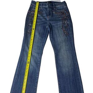 NWT White House Black Market High-Rise Slim Boot Beaded Embroidered Jeans Size 0